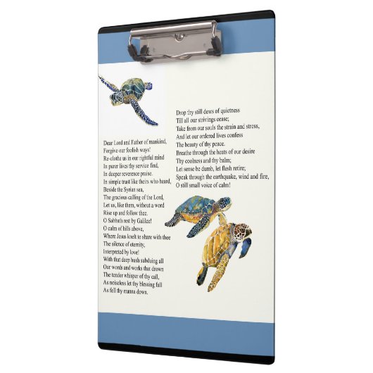 Sea Turtles Peace Calm Poem Prayer Clipboard Klemmbrett (Links)