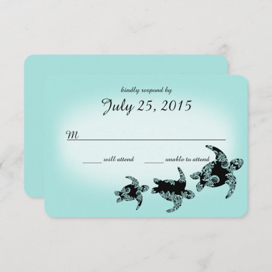 Sea Turtles Response Card RSVP Karte (Vorne/Hinten)