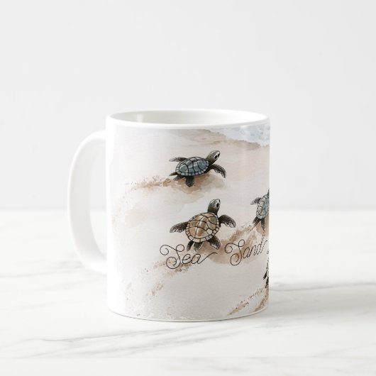 Sea Turtles Sand Sun Beach Kaffeetasse (Vorderseite Links)