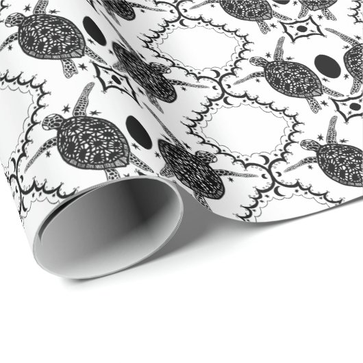 Sea Turtles Tortoise Moons Ocean Pattern Geschenk Geschenkpapier (Rolleneckpunkt)
