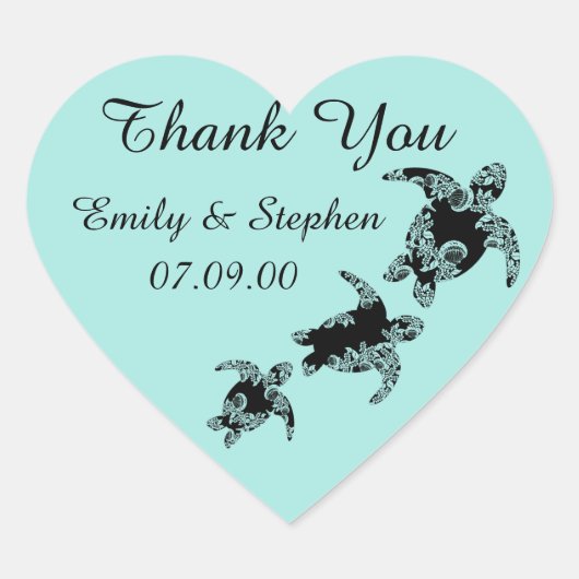 Sea Turtles Vielen Dank Herz-Aufkleber (Vorderseite)