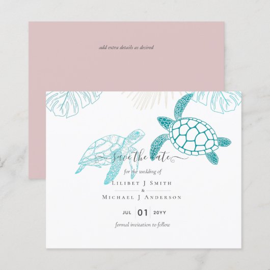 Sea Turtles Wedding Modern Line Art (Vorne/Hinten)