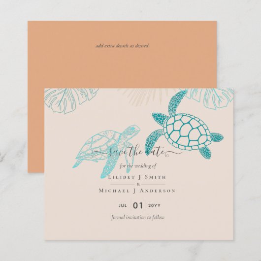 Sea Turtles Wedding Modern Line Art (Vorne/Hinten)