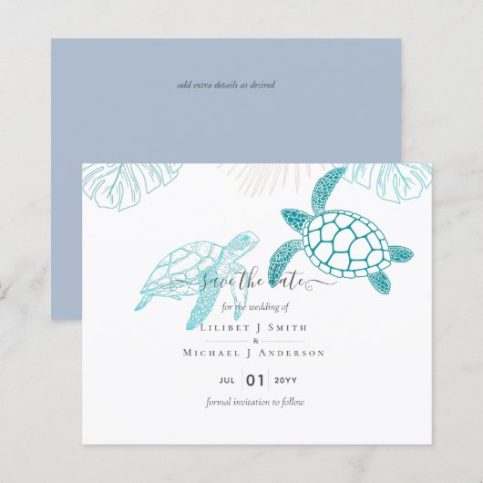 Sea Turtles Wedding Modern Line Art (Vorne/Hinten)