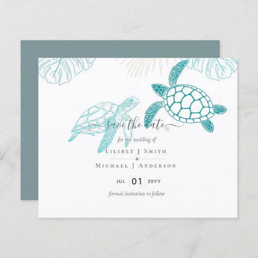 Sea Turtles Wedding Modern Line Art (Vorne/Hinten)