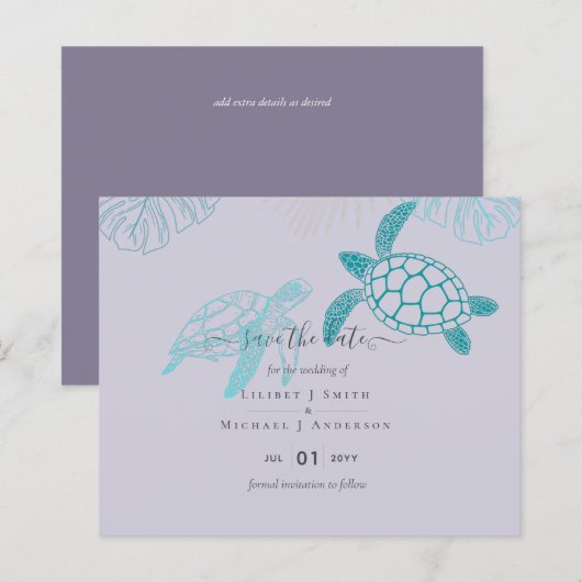 Sea Turtles Wedding Modern Line Art (Vorne/Hinten)