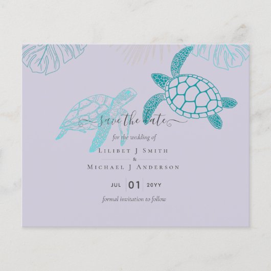 Sea Turtles Wedding Modern Line Art (Vorderseite)