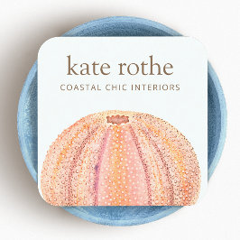 Sea Urchin Beachy Coasty Theme Business Card Quadratische Visitenkarte