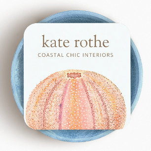 Sea Urchin Beachy Coasty Theme Business Card Quadratische Visitenkarte