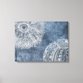 Sea Urchin Watercolor Ocean Navy Blue White Poster Leinwanddruck