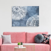 Sea Urchin Watercolor Ocean Navy Blue White Poster Leinwanddruck (Insitu (Wohnzimmer))