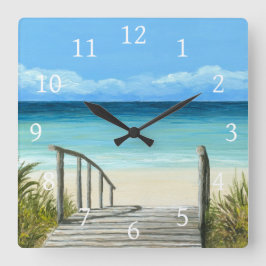 Sea View 147 Strand Quadratische Wanduhr