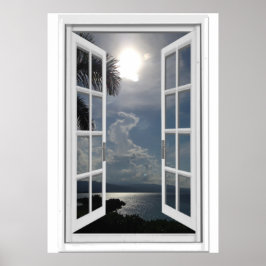 Sea View Trompe l'oeil Fake Window Poster
