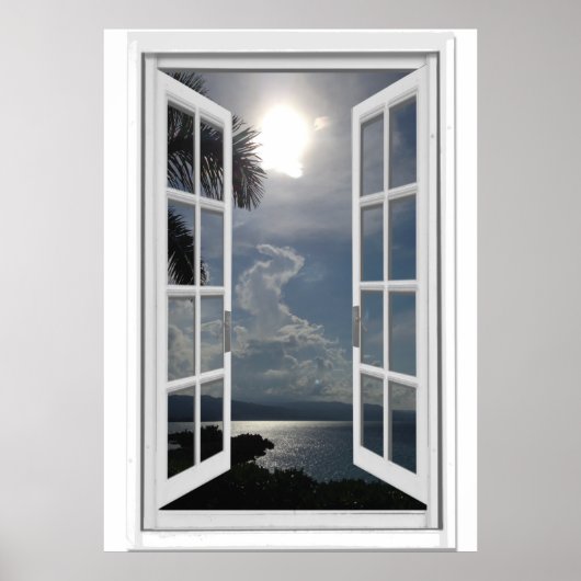 Sea View Trompe l'oeil Fake Window Poster (Vorne)