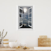 Sea View Trompe l'oeil Fake Window Poster (Küche)