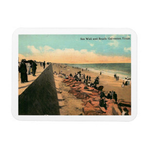 Sea Wall, Galveston, Texas 1912 Vintag Magnet