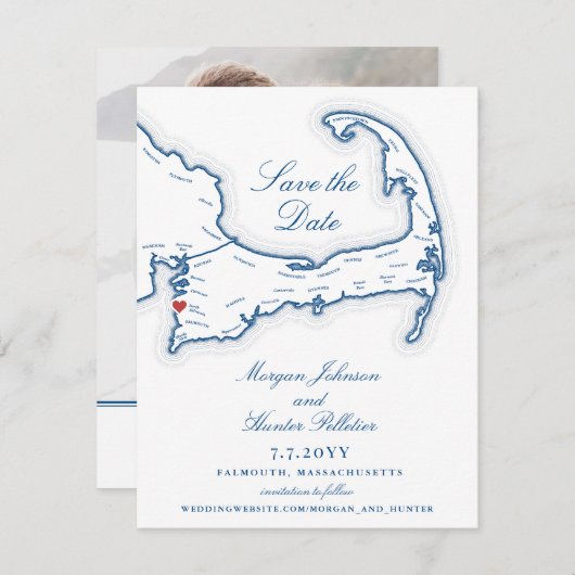 Sea Wappen Beach Hotel Falmouth Cape Cod Wedding Save The Date (Vorne/Hinten)