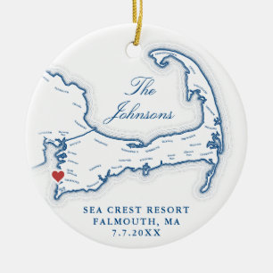 Sea Wappen Resort Hochzeit Foto Erste Weihnachtsfe Keramik Ornament