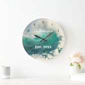 Sea wave personalized family name large clock große wanduhr (Zuhause)