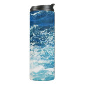 Sea Waves Blaue Ozeanmuster Thermosbecher (Nach links gedreht)