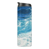 Sea Waves Blaue Ozeanmuster Thermosbecher (Nach rechts gedreht)