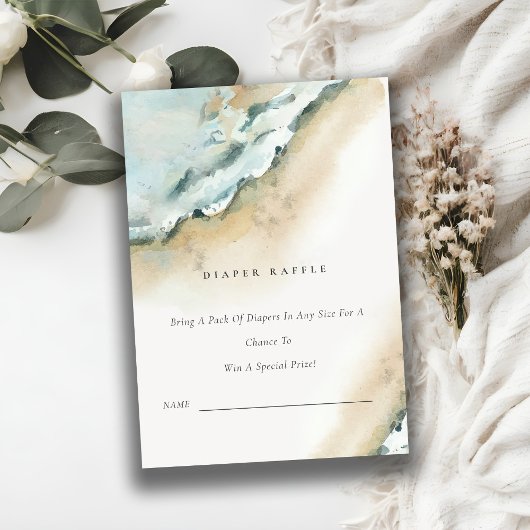 Sea Waves Sand Beach Diaper Raffle Baby Dusche Begleitkarte