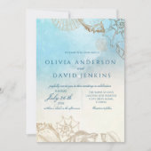 Sea Wedding Summer Blue Ocean Beach Hochzeit Einladung (Vorderseite)