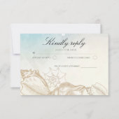 Sea Wedding Summer Blue Ocean Beach Hochzeit RSVP Karte (Vorderseite)