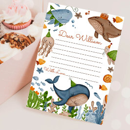 Sea Whale Birthday Time Capsule Message Card Einladung