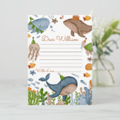 Sea Whale Birthday Time Capsule Message Card Einladung (Stehend Vorderseite)