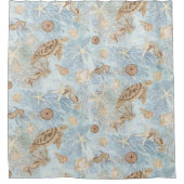 Sea Whispers Turtle Seepferd Starfish Aquarell Duschvorhang (Vorderseite)