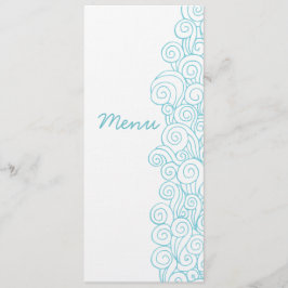 Sea Wirbel Beach Blue Hochzeitsmenü Menükarte