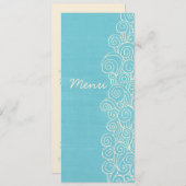 Sea Wirbel Blue & Creme Hochzeitsmenü Menükarte (Vorne/Hinten)