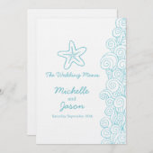 Sea Wirbel Sterne Hochzeitsmenü Menükarte (Vorne/Hinten)