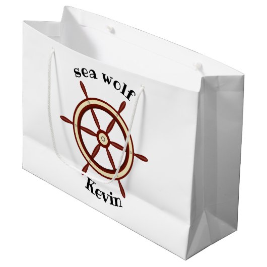 "SEA WOLF", Lenkrad, personalisiert Große Geschenktüte (Vorderseite Schrägansicht)