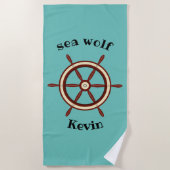 "SEA WOLF", Lenkrad, personalisiert Strandtuch (Vorderseite)