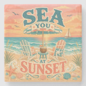 Sea You At Sunset Steinuntersetzer (Vorderseite)