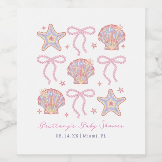 Sea you bald Baby Girl Coastal Babydusche Weinetikett (Einzelnes Label)