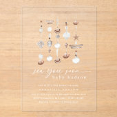 Sea you bald Boho Beach Baby Dusche Acryleinladungen (Vorderseite)