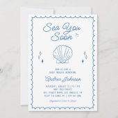Sea You bald Hand Draw Ocean Seashell Baby Dusche Einladung (Vorderseite)