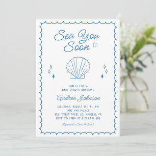 Sea You bald Hand Draw Ocean Seashell Baby Dusche Einladung