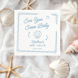 Sea You bald Hand Draw Ocean Seashell Baby Dusche Serviette