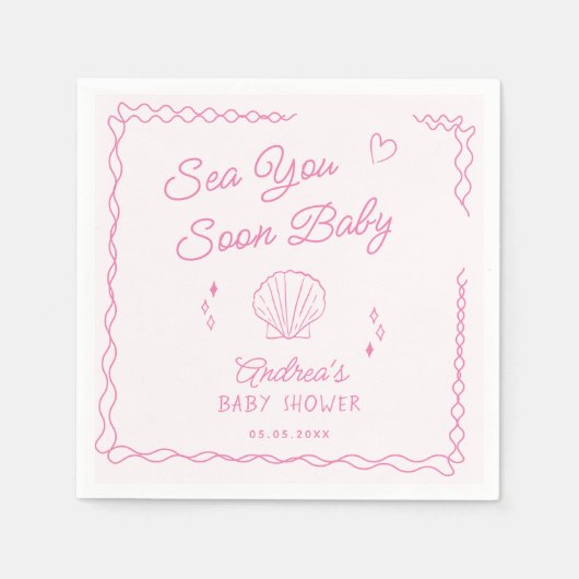 Sea You bald Hand Draw Ocean Seashell Baby Dusche Serviette (Vorderseite)