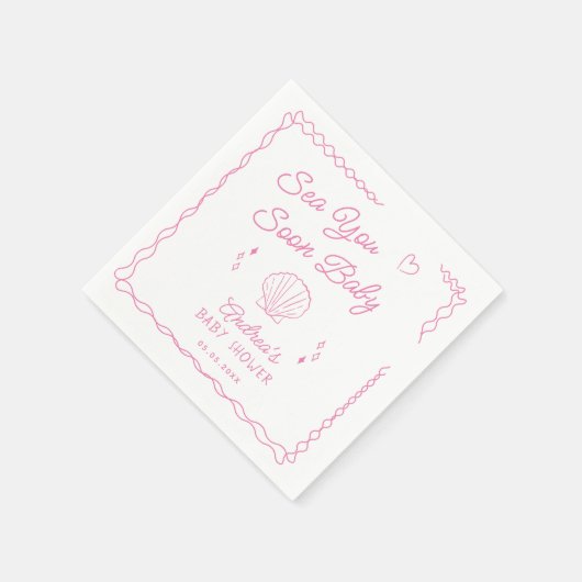 Sea You bald Hand Draw Ocean Seashell Baby Dusche Serviette (Ecke)