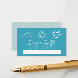 Sea You Soon Baby Blue Diaper Raffle Ticket Begleitkarte
