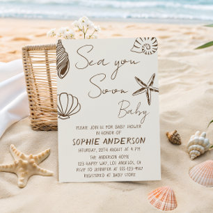Sea You Soon Baby Boho Coastal Baby Shower Einladung
