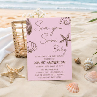 Sea You Soon Baby Boho Coastal Baby Shower Einladung