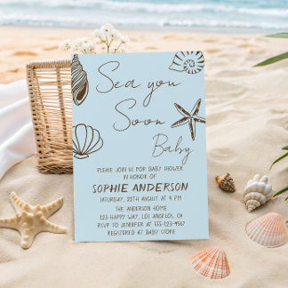 Sea You Soon Baby Boho Coastal Baby Shower Einladung