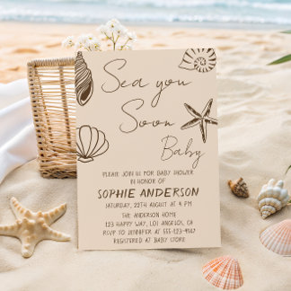 Sea You Soon Baby Boho Coastal Baby Shower Einladung