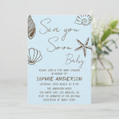 Sea You Soon Baby Boho Coastal Baby Shower  Einladung (Stehend Vorderseite)